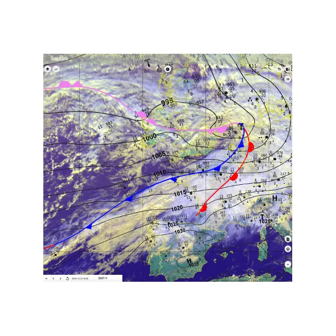 trivisWS weather map with satellite image and fronts
