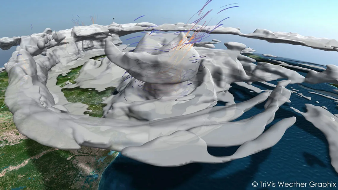 3D TriVis visualisation of a storm cloud system